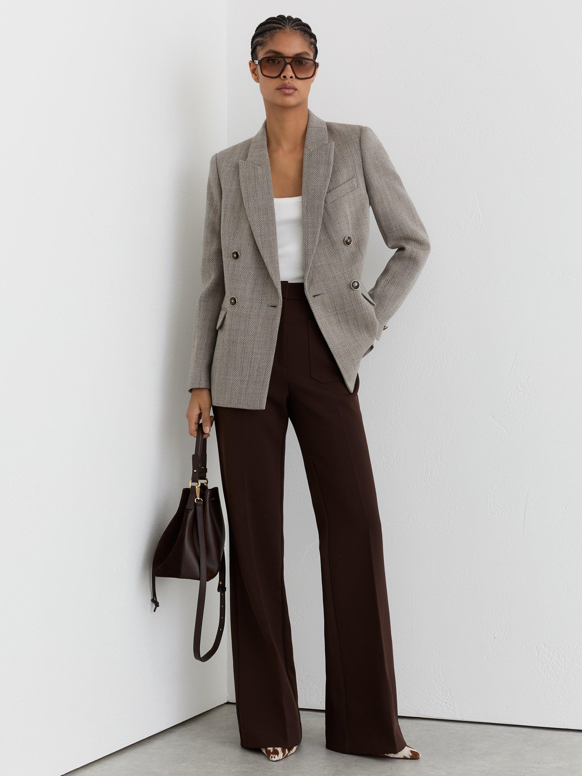 Product image 1 of 5, which shows Reiss Petite Ember Herringbone Wool Rich Jacket, Grey, 6Pt