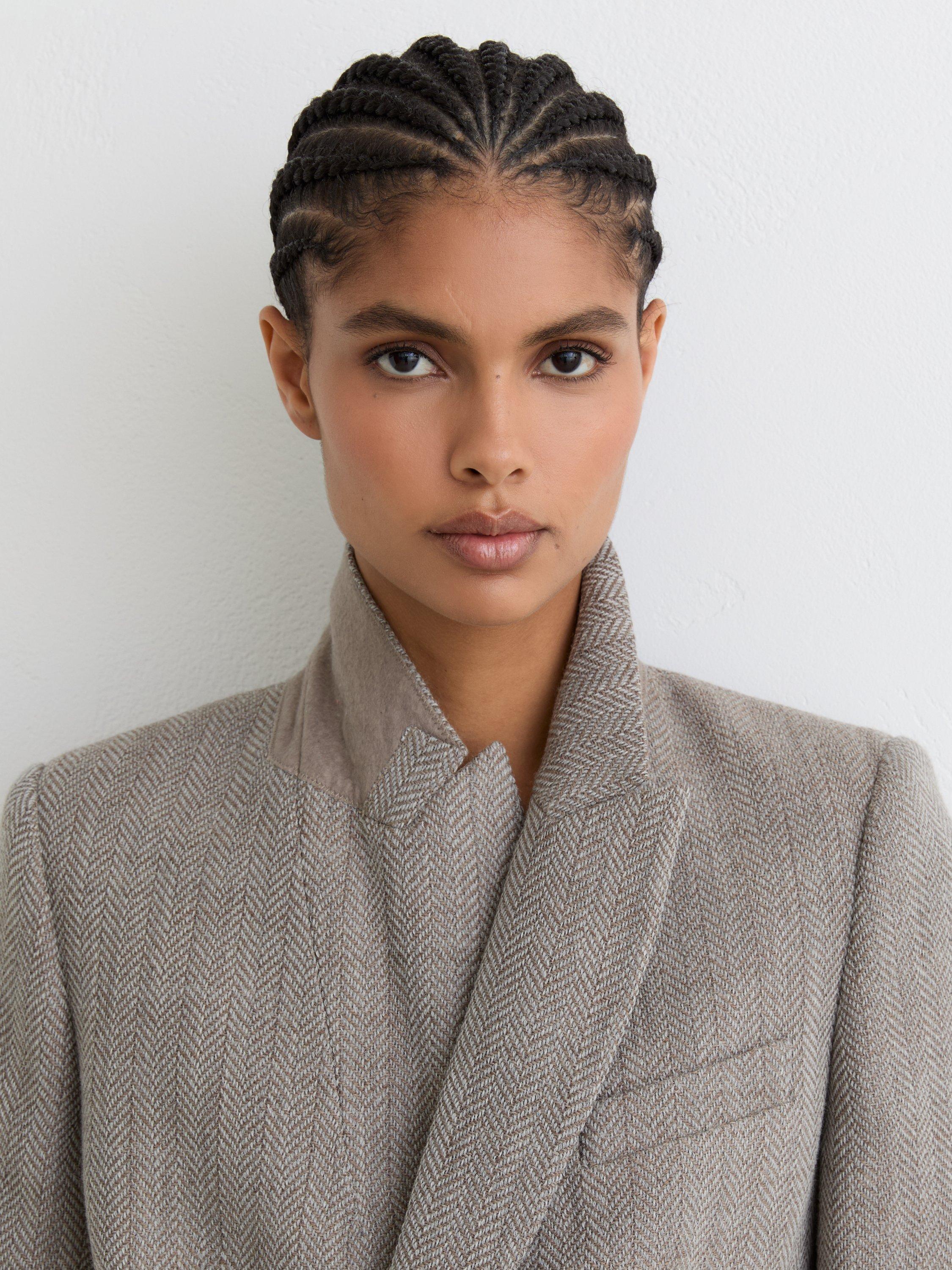 Product image 5 of 5, which shows Reiss Petite Ember Herringbone Wool Rich Jacket, Grey, 6Pt