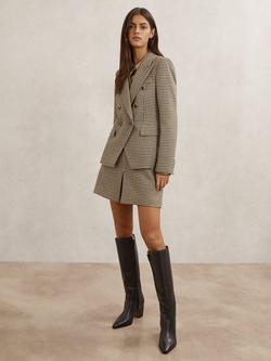 Reiss Petite Hartley Dogtooth Wool Blend Jacket, Neutral, Neutral