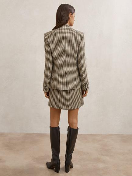 Reiss Petite Hartley Dogtooth Wool Blend Jacket, Neutral - view 2, Neutral