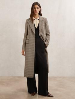 Reiss Karina Dogtooth Wool Blend Coat, Neutral, Neutral