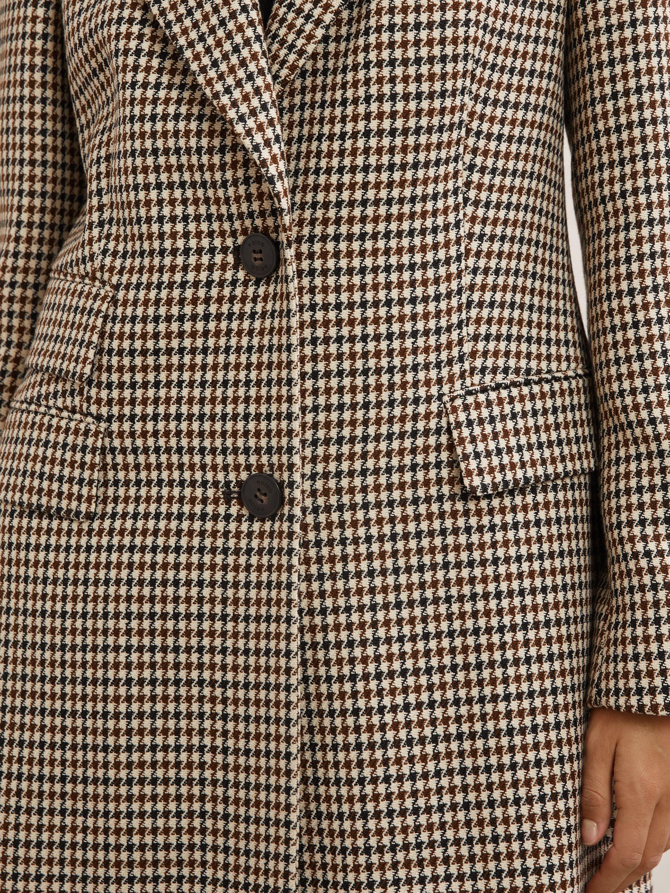 Product image 4 of 5, which shows Reiss Karina Dogtooth Wool Blend Coat, Neutral, 6