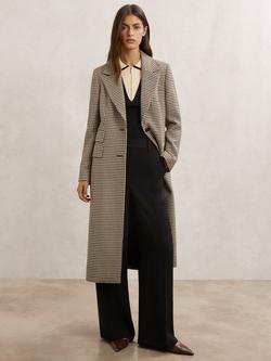 Reiss Petite Karina Dogtooth Wool Blend Coat, Neutral/Multi, Neutral/Multi