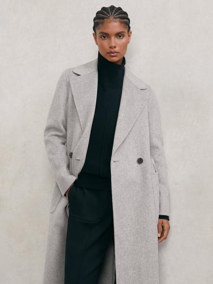 Reiss Lucia Double Breasted Wool Rich Coat, Grey, Grey