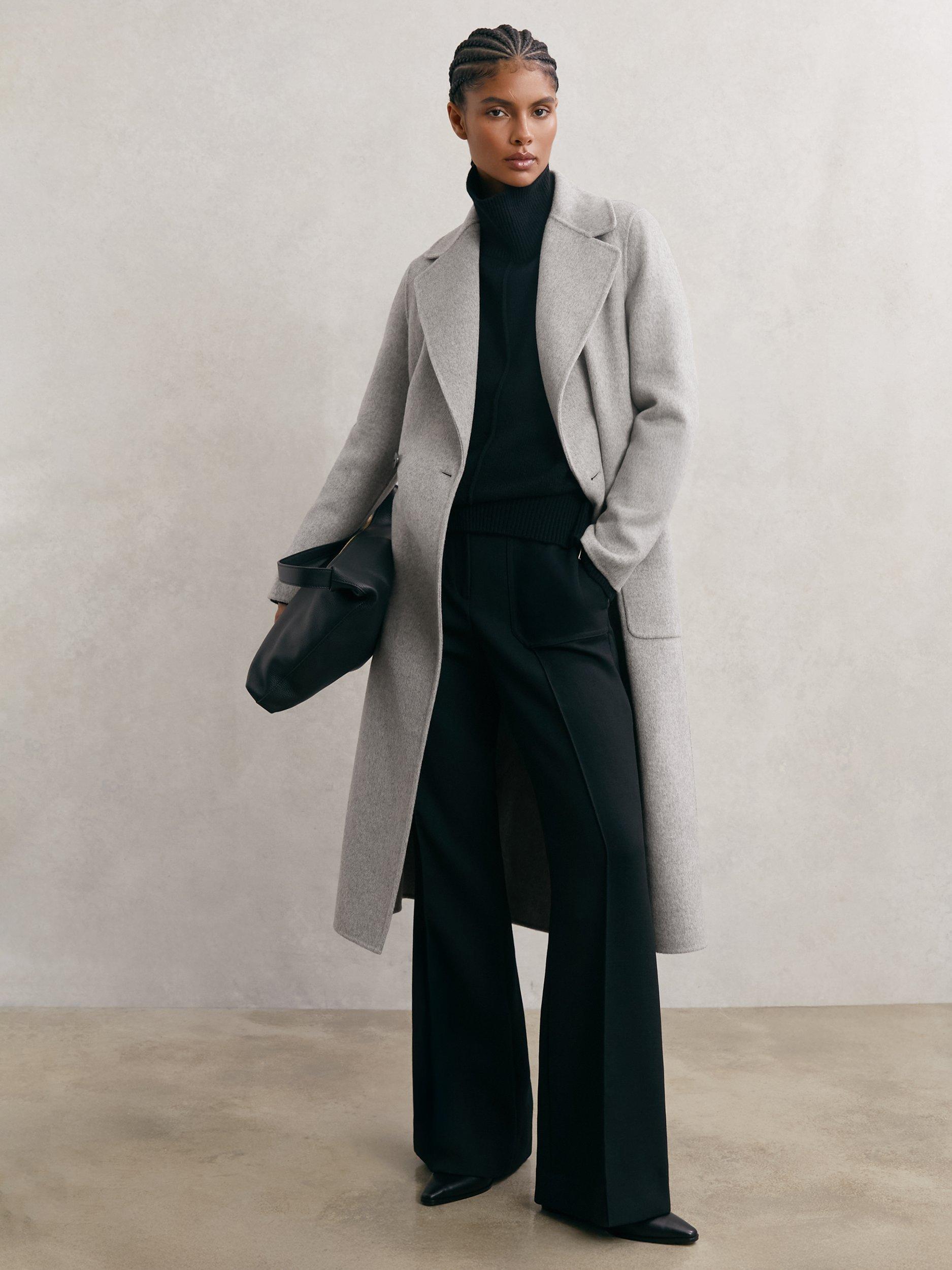 Product image 1 of 5, which shows Reiss Petite Lucia Wool Rich Coat, Grey, 6Pt