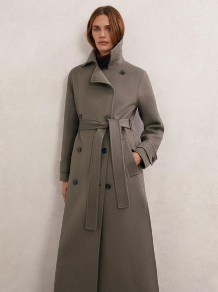 Reiss Luna Double Breasted Wool Rich Coat, Mauve, Mauve