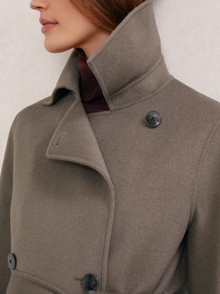 Reiss Luna Double Breasted Wool Rich Coat, Mauve - view 2, Mauve