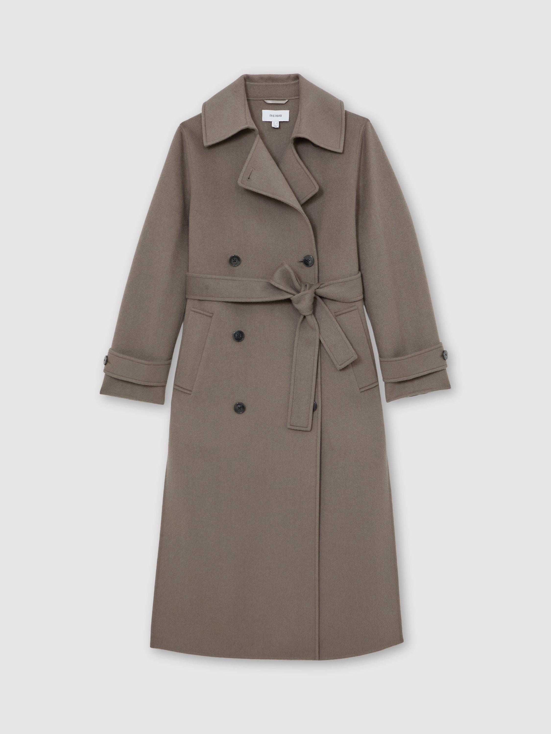 Product image 3 of 5, which shows Reiss Luna Double Breasted Wool Rich Coat, Mauve, 6