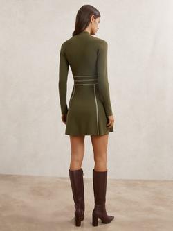Reiss Alex Stitch Detail Mini Dress, Khaki - view 2, Khaki