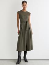 Reiss Anais Satin Drape Lace-Trim Midi Dress
