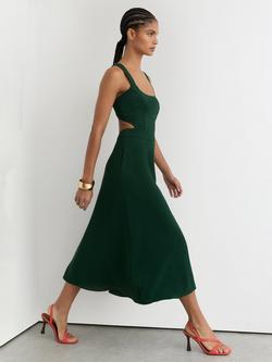 Reiss Dina Cinched Waist Midi Dress, Green, Green