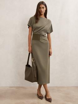 Reiss Etta Drape Dress, Khaki, Khaki