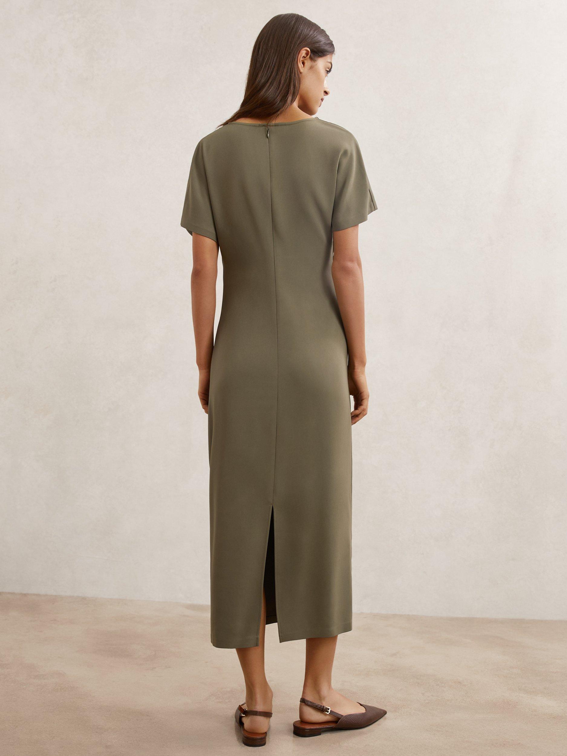 Product image 2 of 4, which shows Reiss Etta Drape Dress, Khaki, 6