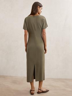 Reiss Etta Drape Dress, Khaki - view 2, Khaki