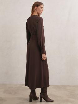 Reiss Mira Wrap Front Drape Midi Dress, Burgundy - view 2, Burgundy