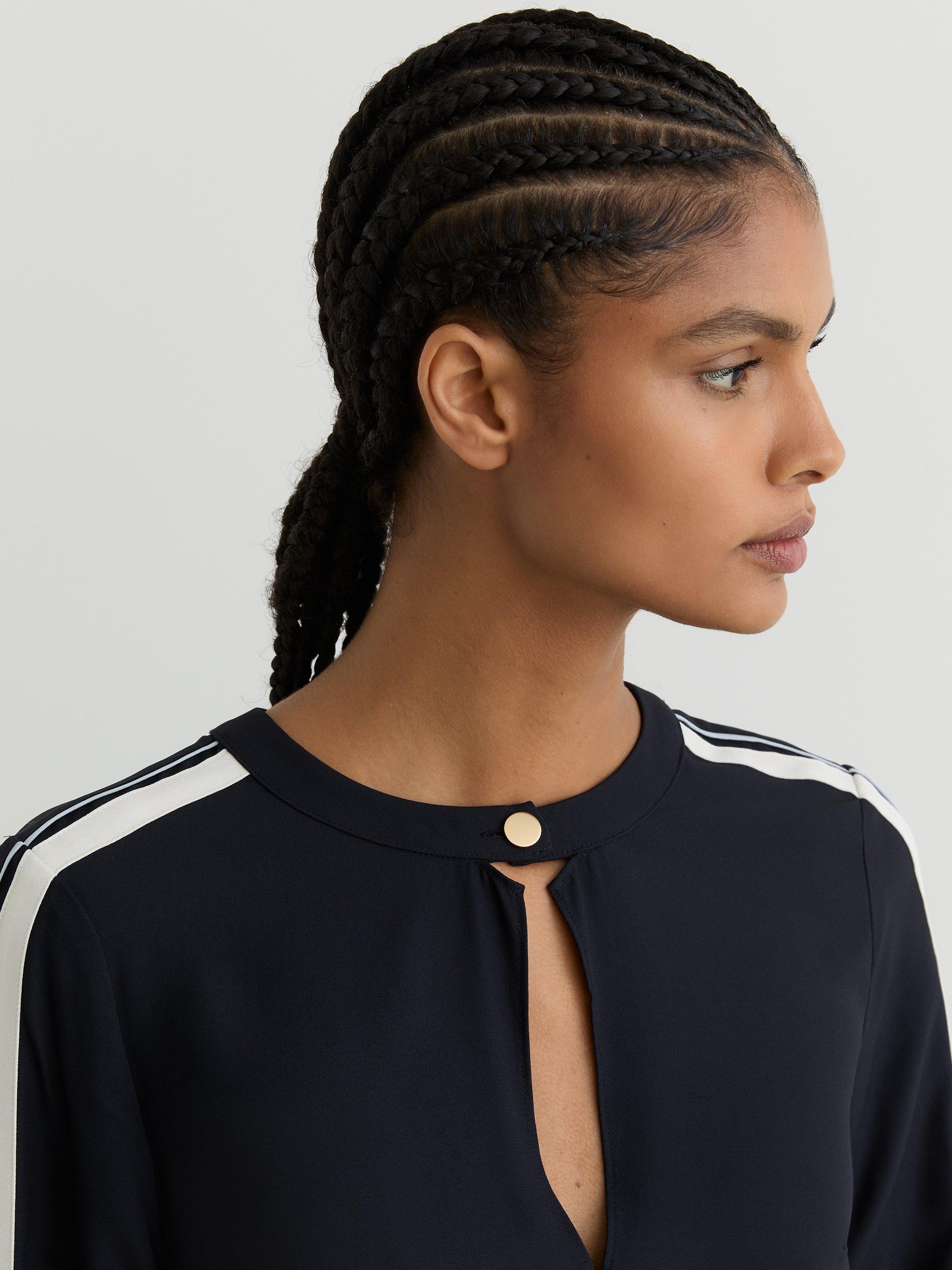 Product image 2 of 5, which shows Reiss Tammy Tipped Shift Dress, Navy, 6