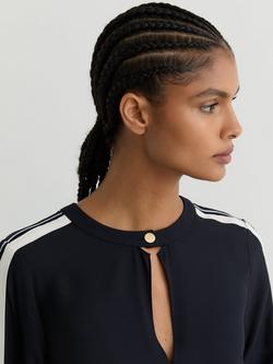 Reiss Tammy Tipped Shift Dress, Navy - view 2, Navy