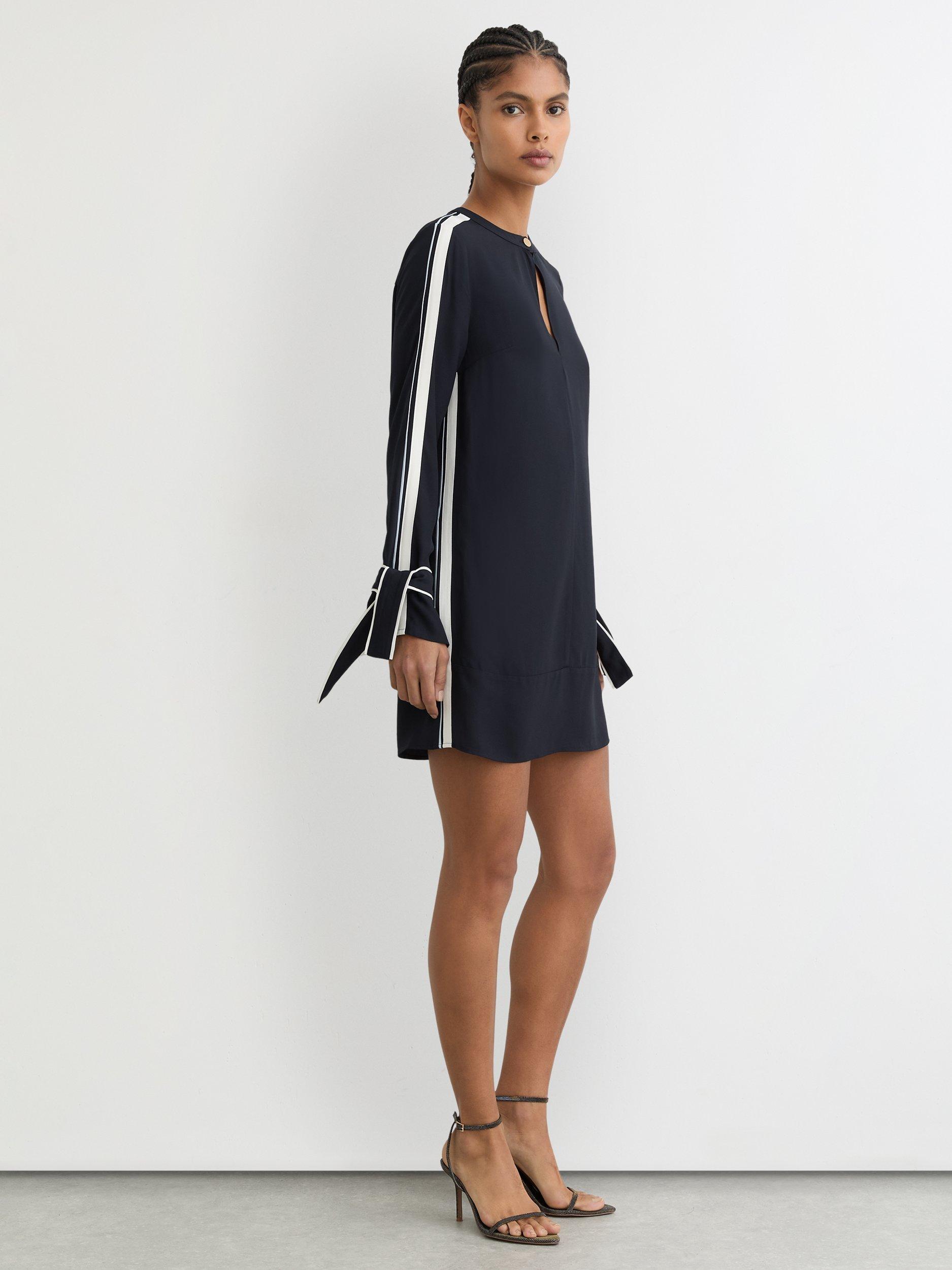 Product image 5 of 5, which shows Reiss Tammy Tipped Shift Dress, Navy, 6