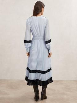 Reiss Petite Tori Pleated Dress, Blue/Navy - view 2, Blue/Navy
