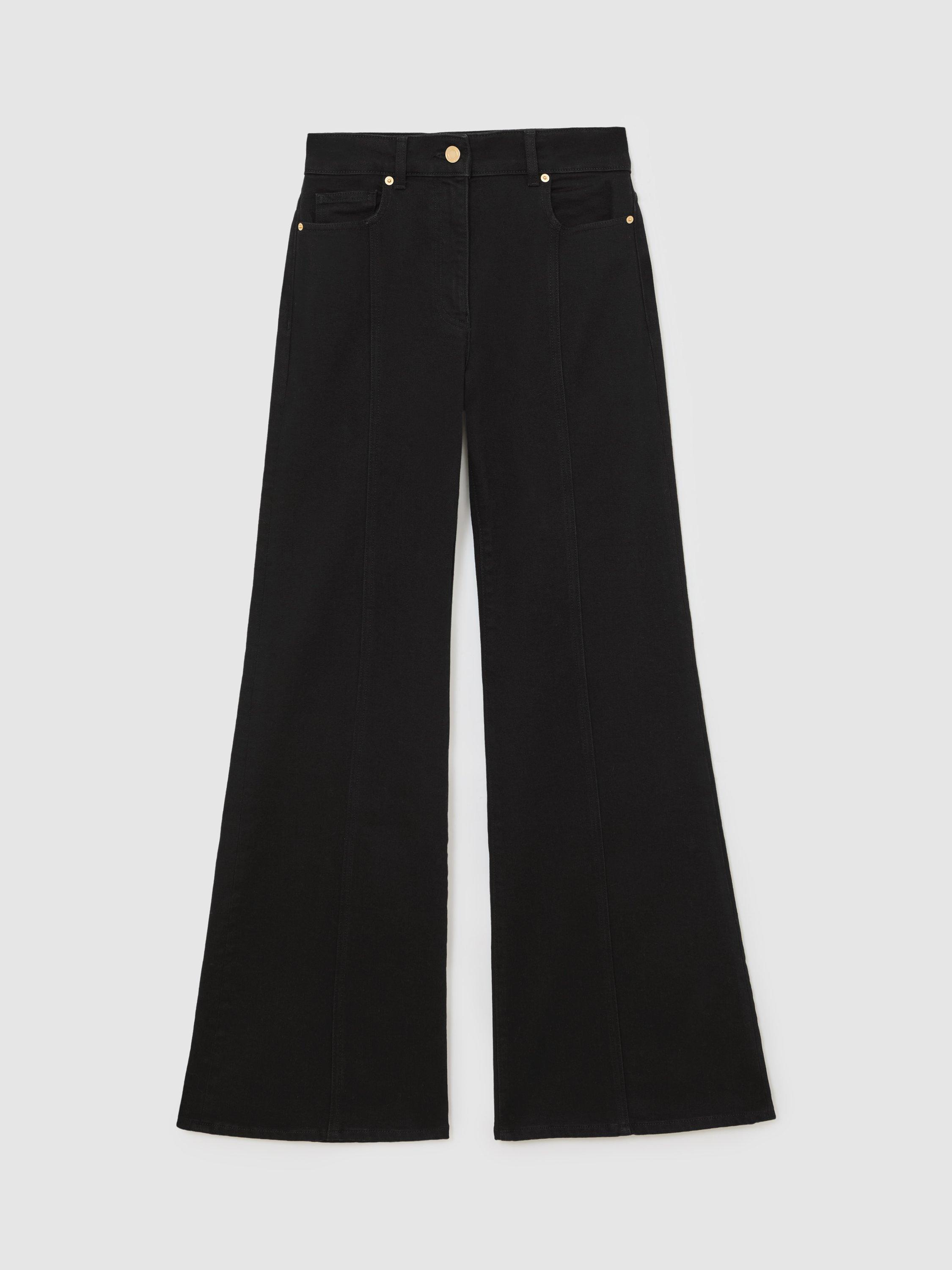 Product image 3 of 5, which shows Reiss June Flared Seam Detail Jeans, Black, 28R