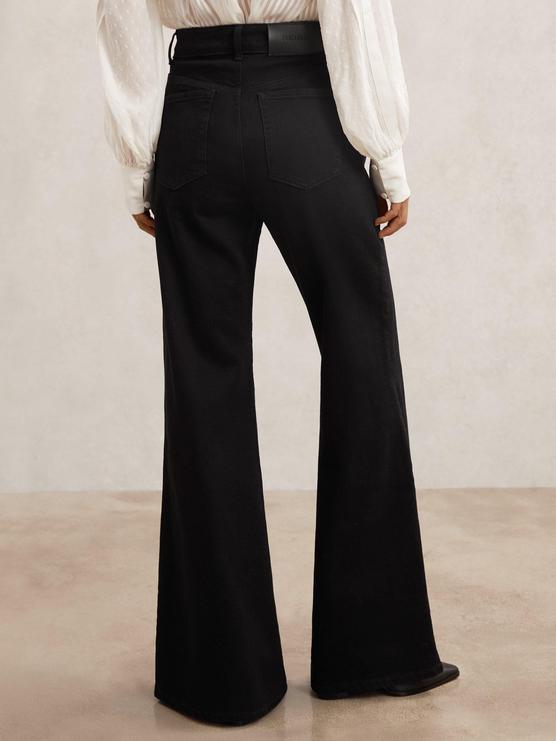 Product image 5 of 5, which shows Reiss June Flared Seam Detail Jeans, Black, 28R