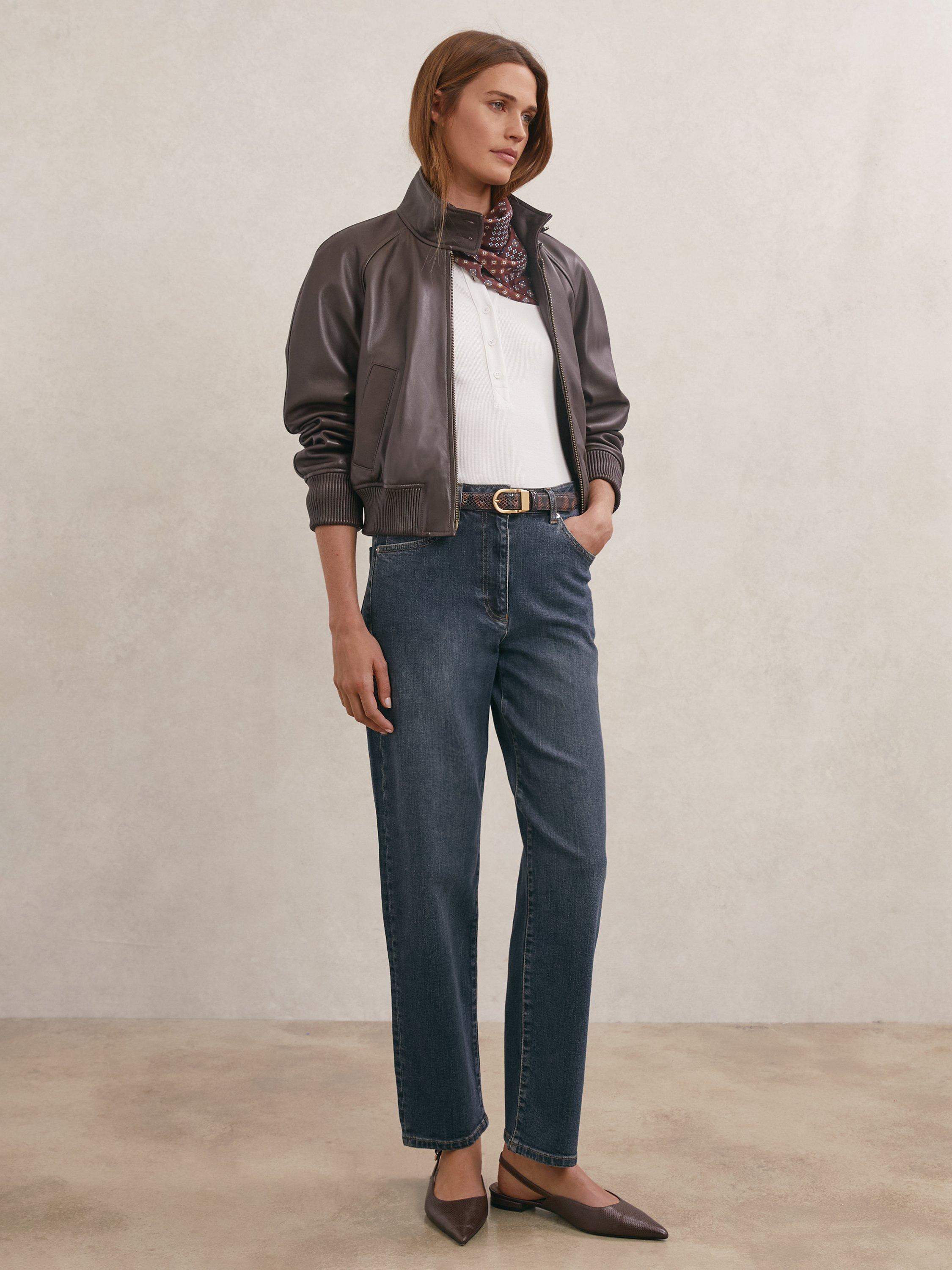 Product image 1 of 5, which shows Reiss Selin Straight Leg Jeans, Blue, 25R