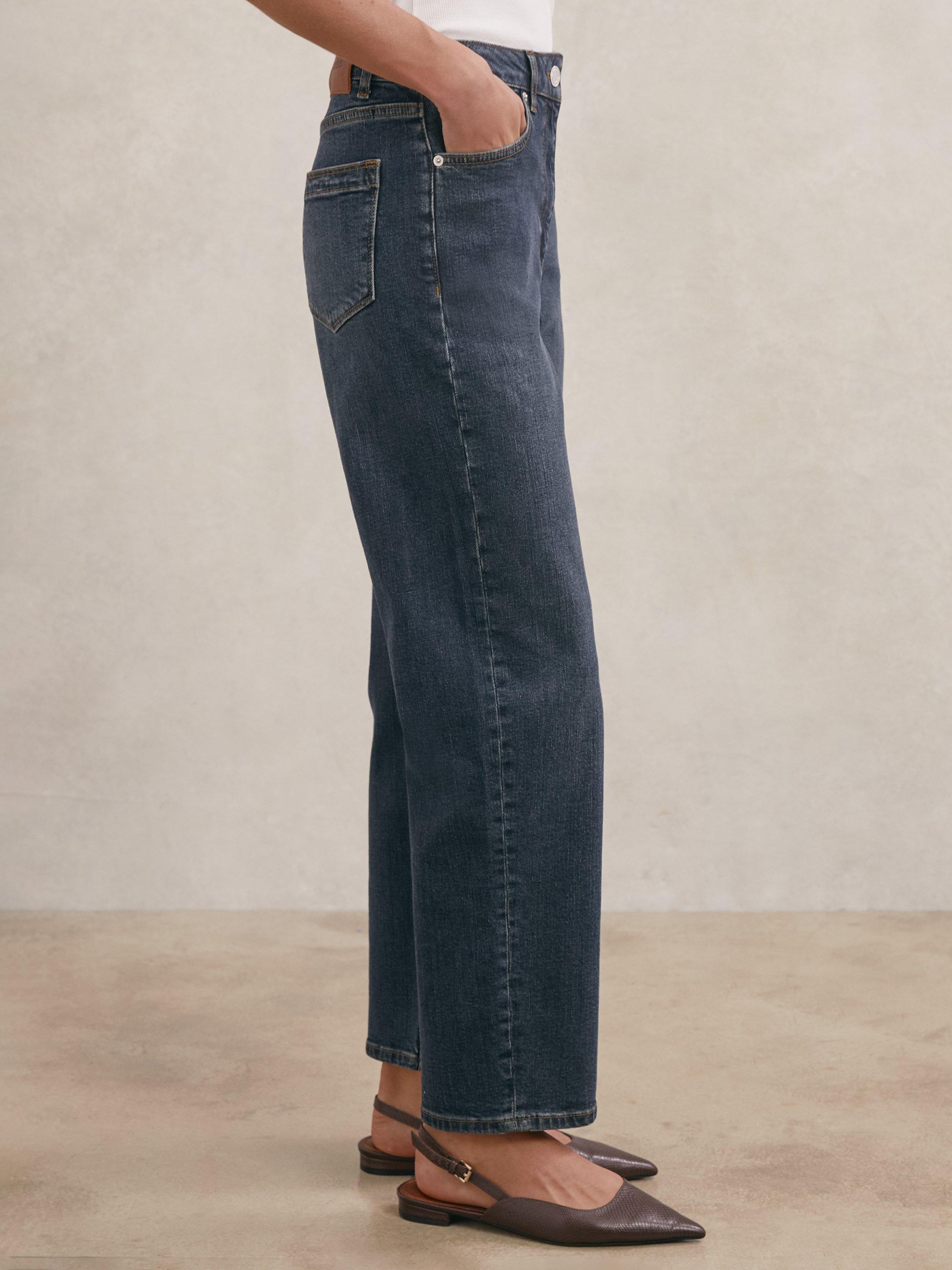 Product image 4 of 5, which shows Reiss Selin Straight Leg Jeans, Blue, 25R