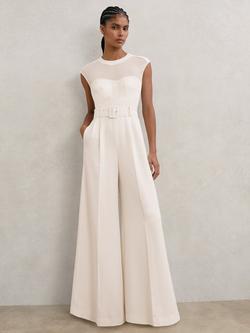 Reiss Petite Alba Wide Leg Jumpsuit, Ivory, Ivory