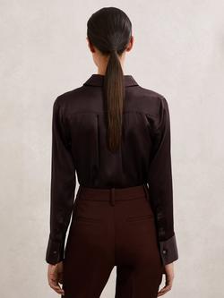 Reiss Petite Ameira Pure Silk Satin Shirt, Burgundy - view 2, Burgundy