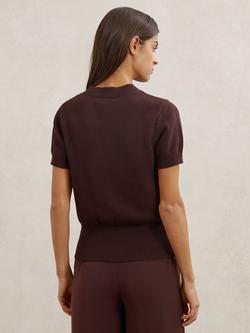 Reiss Anita Knit Crew Neck Top - view 2, Burgundy
