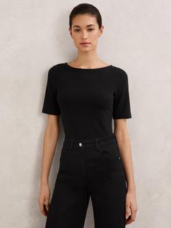 Reiss Ellie Slash Neck Top, Black, Black
