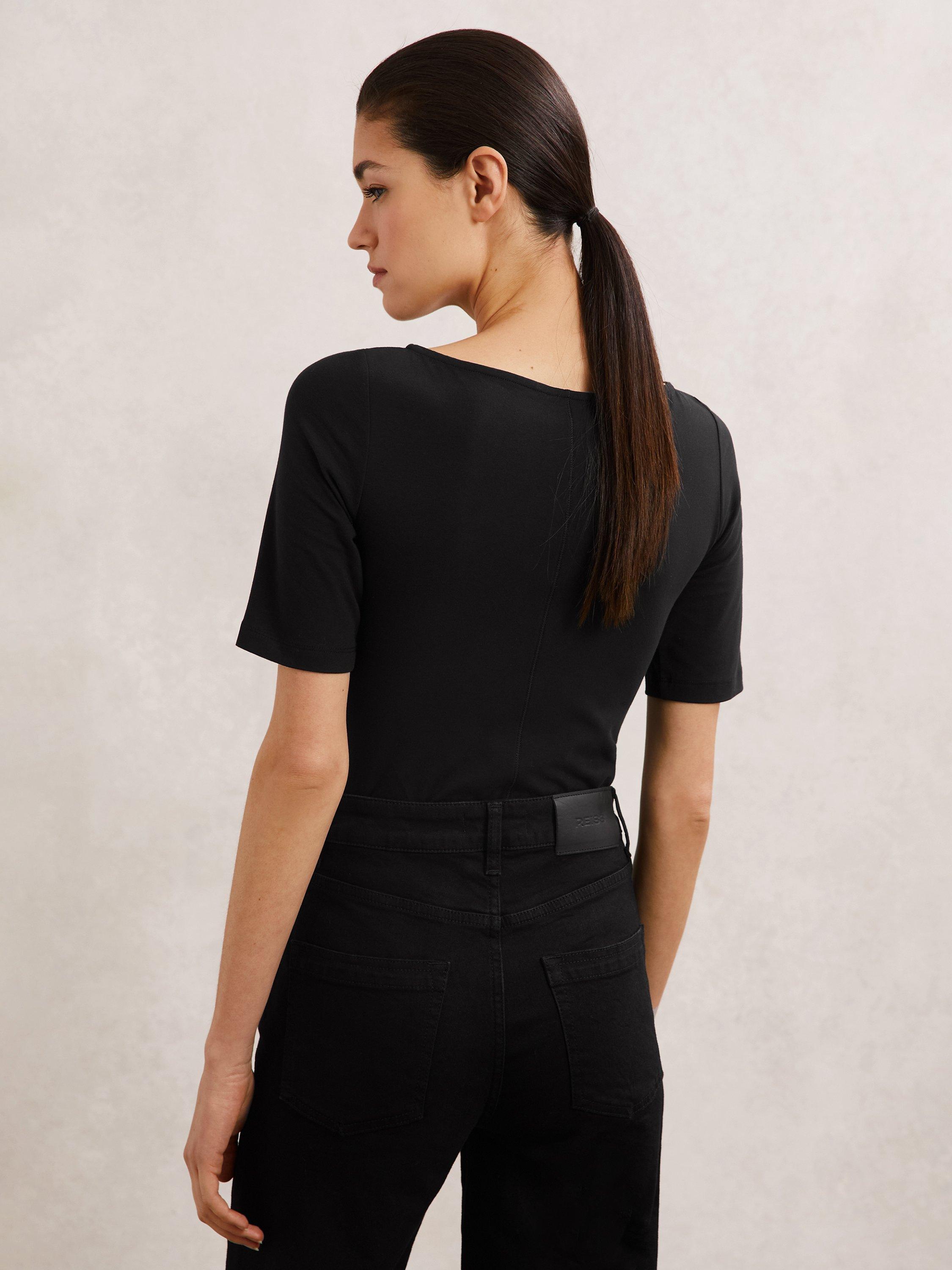 Product image 2 of 5, which shows Reiss Ellie Slash Neck Top, Black, XS