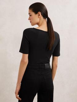 Reiss Ellie Slash Neck Top, Black - view 2, Black