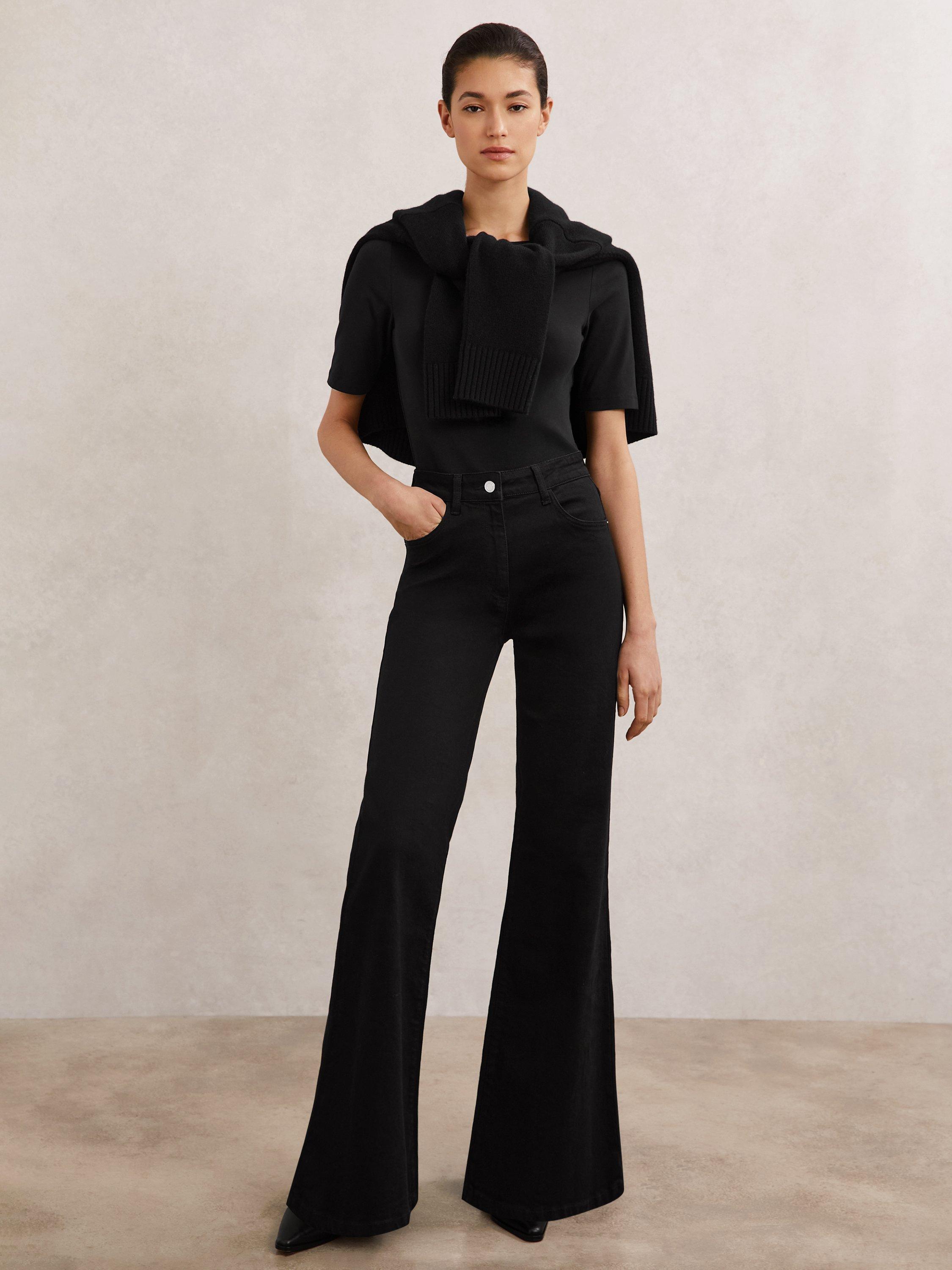 Product image 4 of 5, which shows Reiss Ellie Slash Neck Top, Black, XS