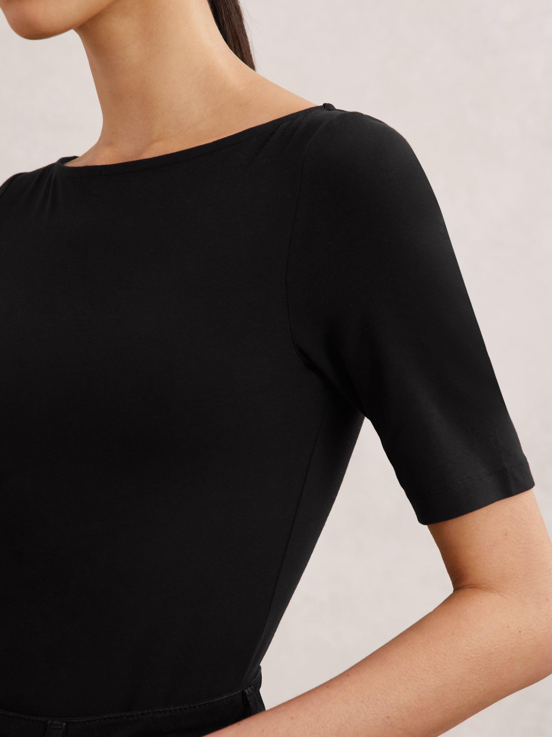 Product image 5 of 5, which shows Reiss Ellie Slash Neck Top, Black, XS