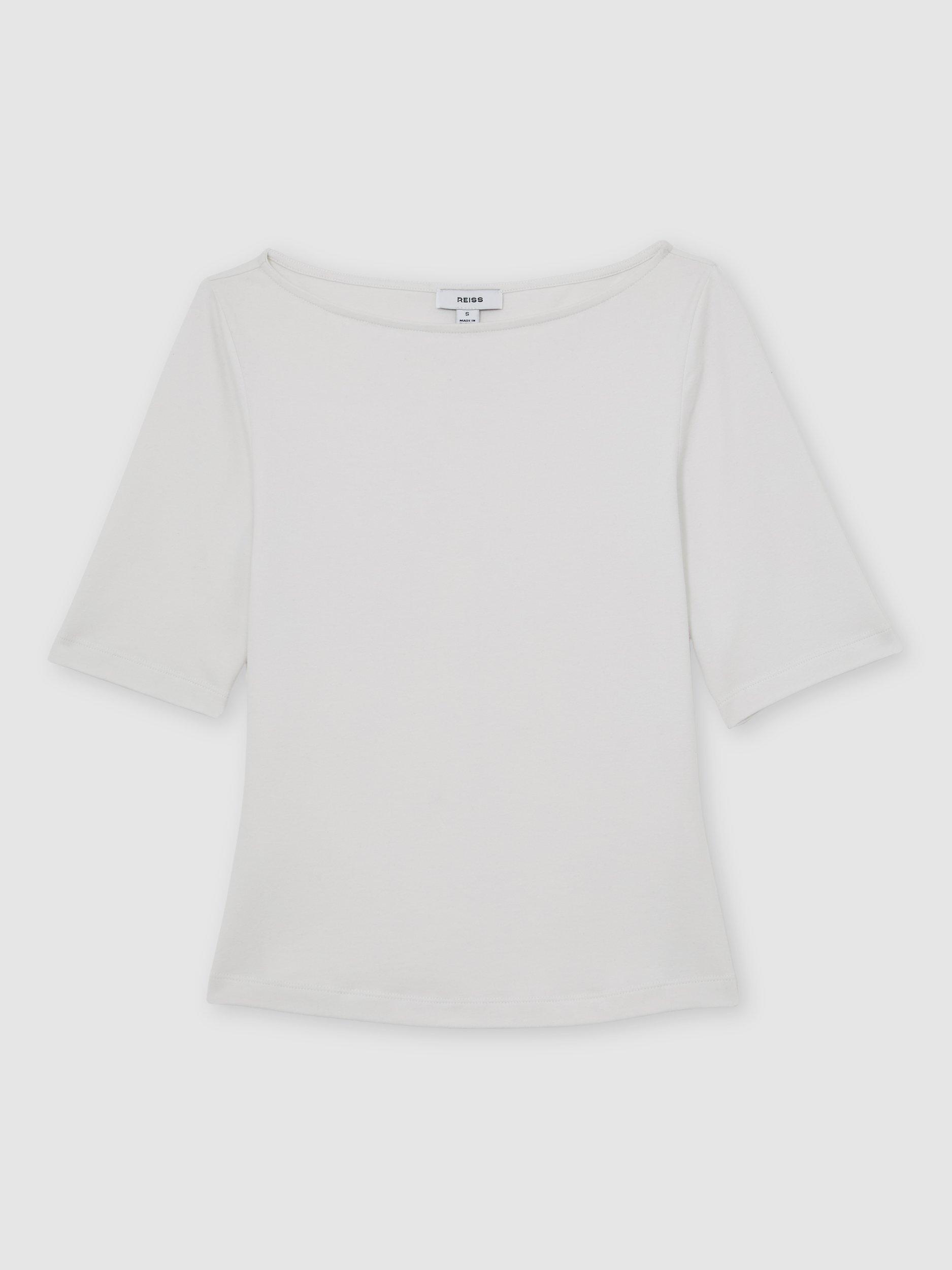 Product image 3 of 5, which shows Reiss Ellie Slash Neck Top, White, XS