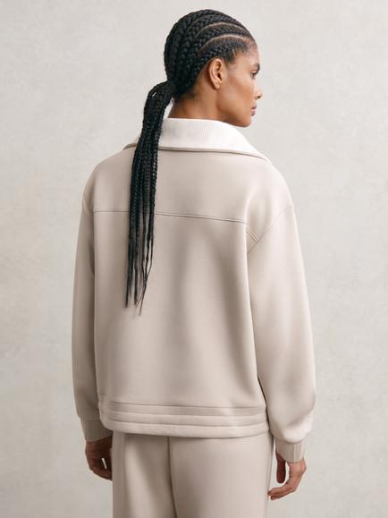 Reiss Laney Zip Neck Sweatshirt - view 2, Stone Neutral