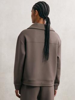 Reiss Laney Zip Neck Sweatshirt - view 2, Taupe Brown