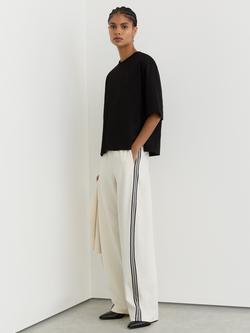 Reiss Lara Rib Neck Detail T-Shirt - view 2, Black