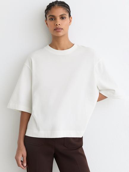 Reiss Lara Rib Neck Detail T-Shirt, White