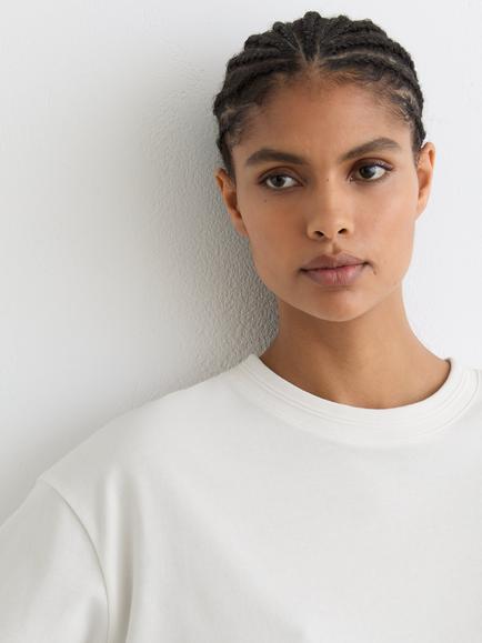 Reiss Lara Rib Neck Detail T-Shirt - view 2, White