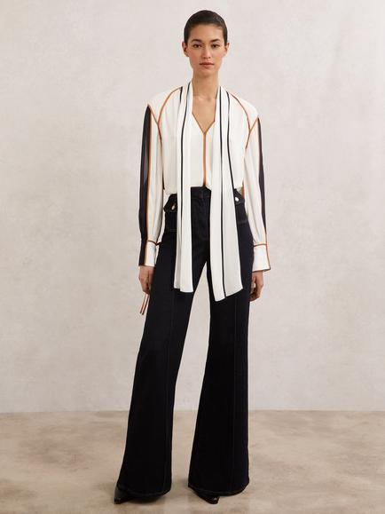 Reiss Lulu Colour Contrast Top, Ivory, Ivory