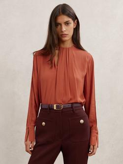 Reiss Marta Drape Detail Top, Copper, Copper