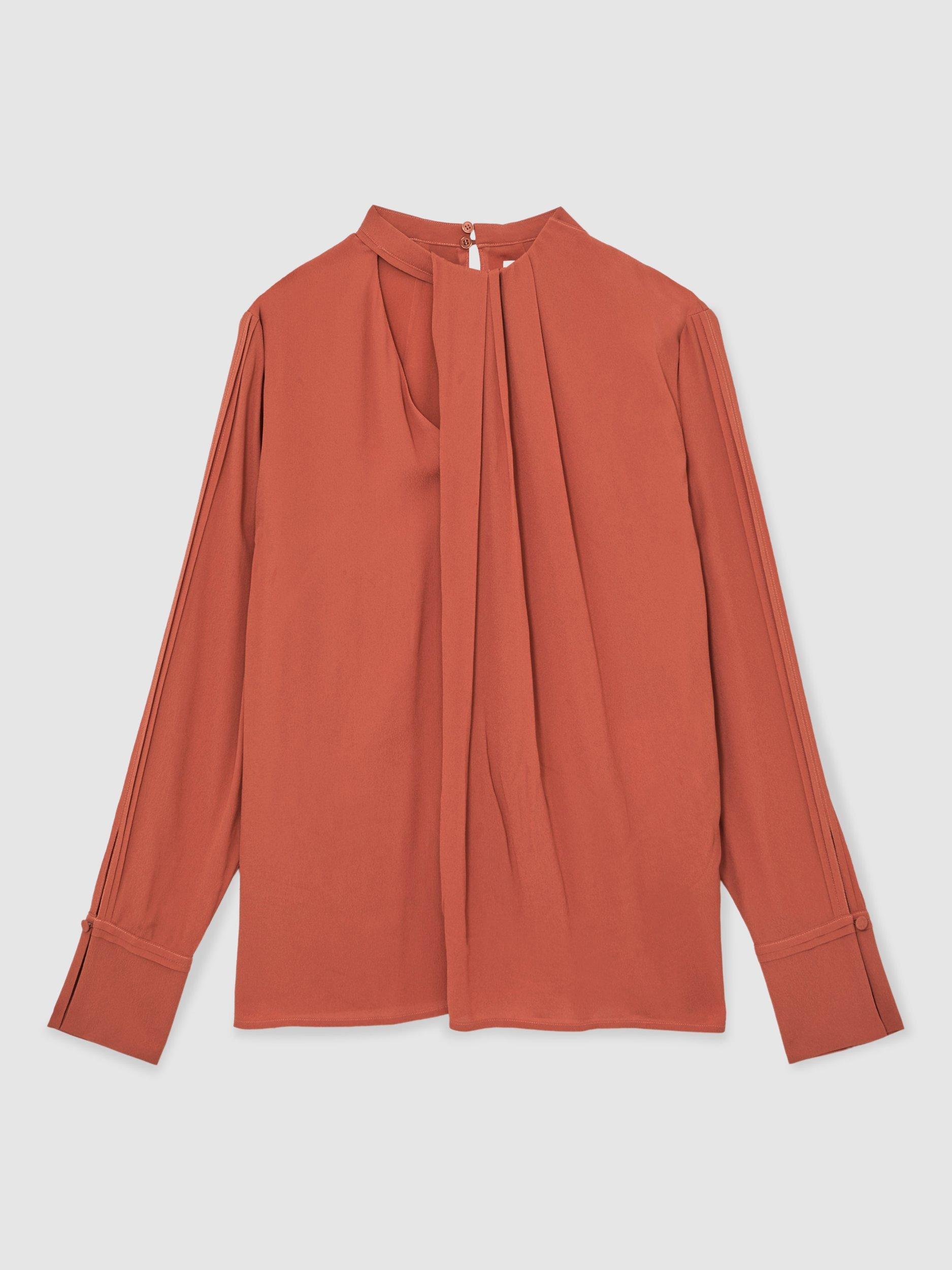 Product image 3 of 5, which shows Reiss Marta Drape Detail Top, Copper, 6