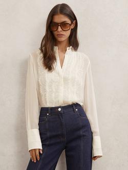 Reiss Miranda Sheer Blouse, Cream, Cream