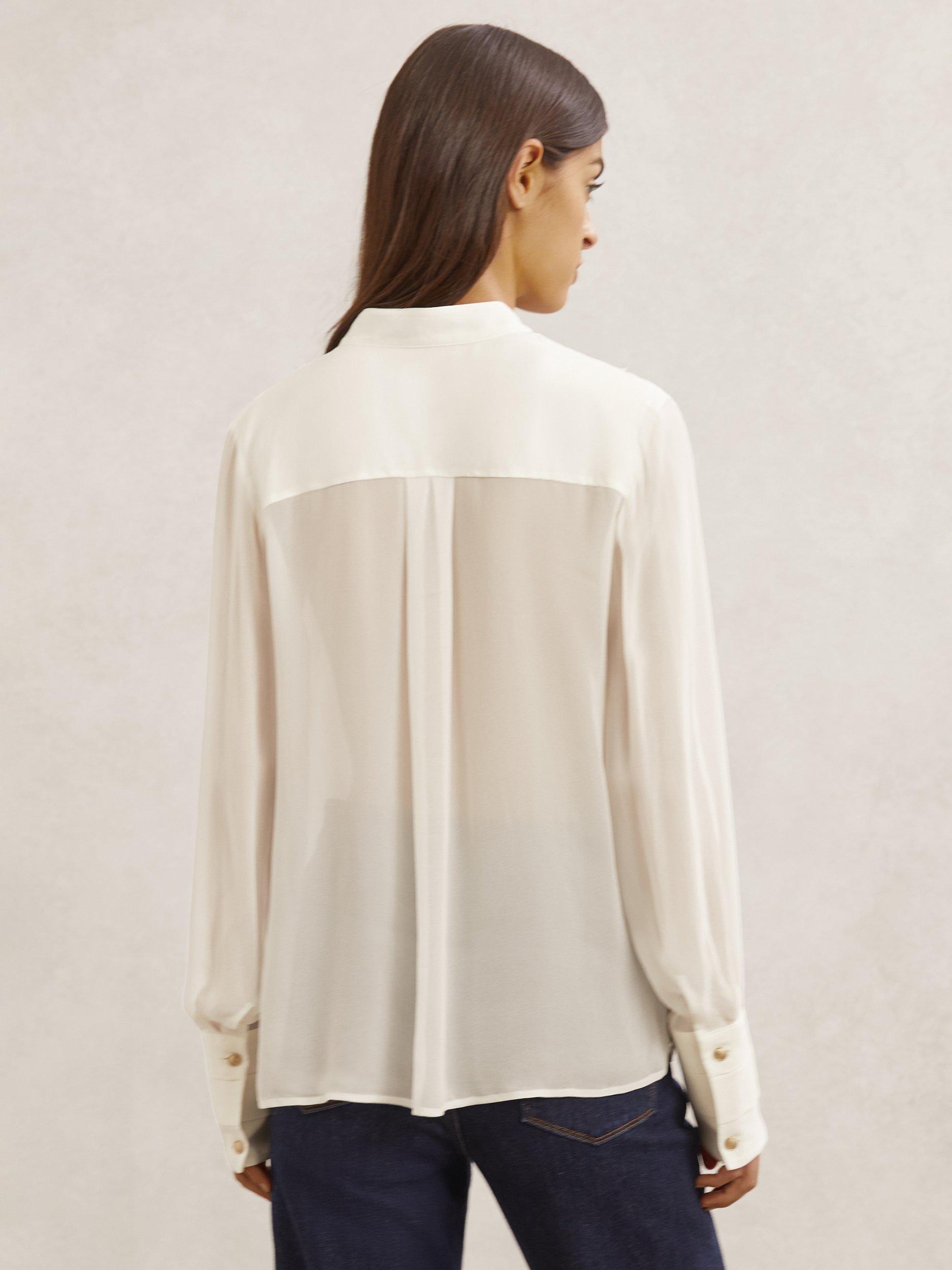 Product image 2 of 5, which shows Reiss Miranda Sheer Blouse, Cream, 6