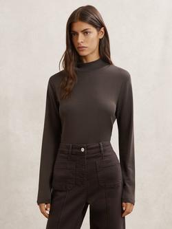 Reiss Molly High Neck Top, Chocolate Brown, Chocolate Brown