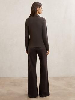 Reiss Molly High Neck Top, Chocolate Brown - view 2, Chocolate Brown