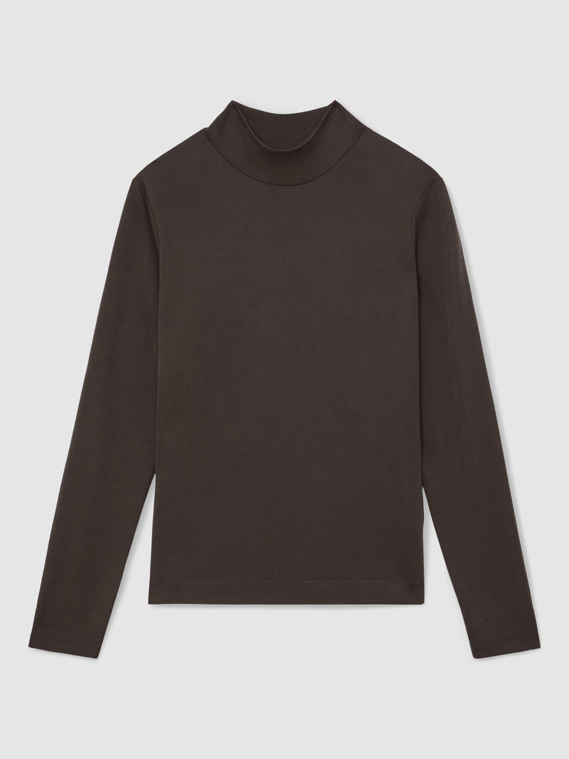 Product image 3 of 5, which shows Reiss Molly High Neck Top, Chocolate Brown, XS