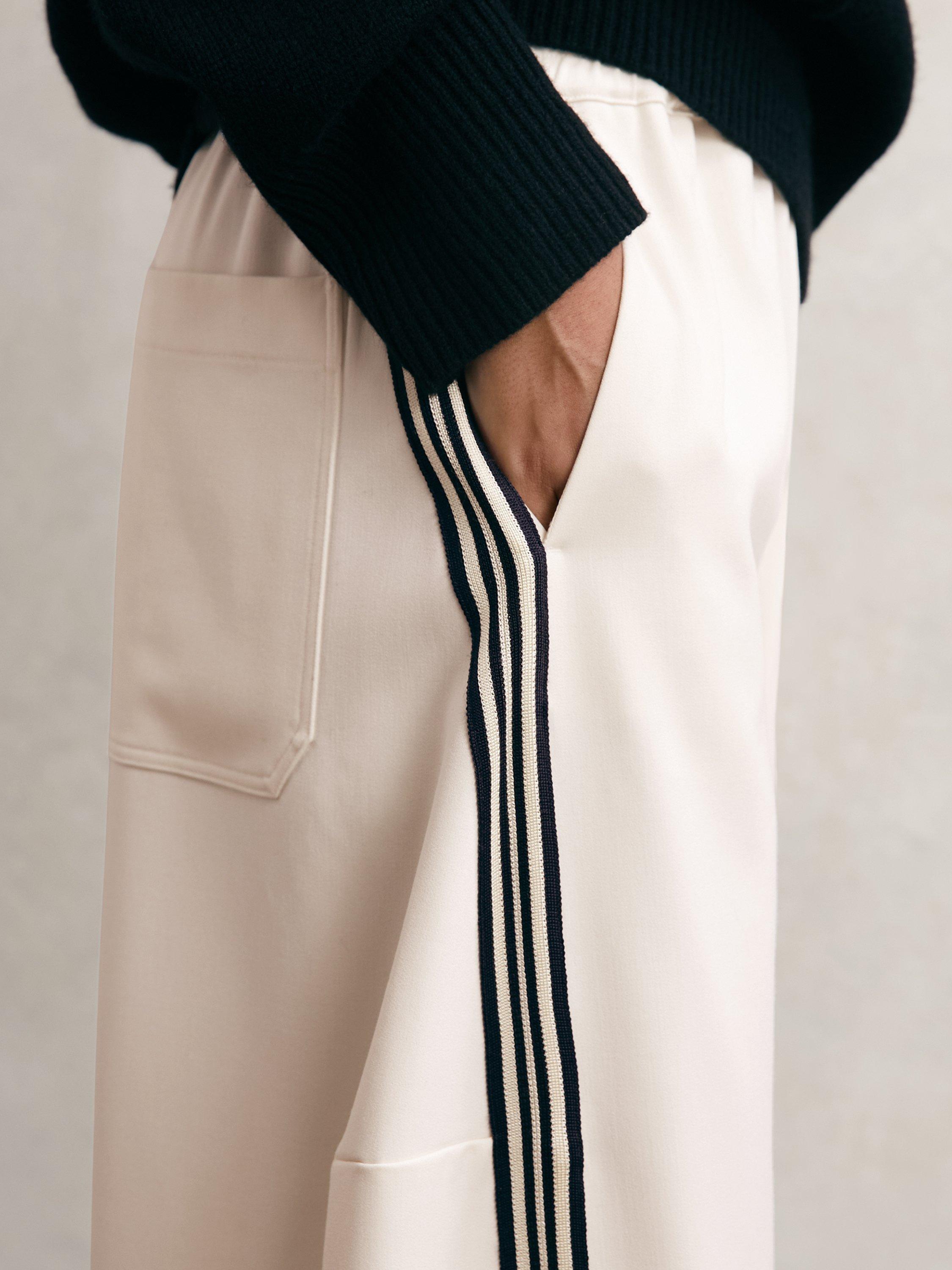 Product image 2 of 5, which shows Reiss Elle Side Stripe Trousers, Cream, 6R